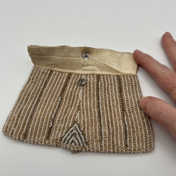 Vtg Jacqueline Mode Bag Clutch Purse Glass Seed Pearl‎ Beaded Art Deco 4x6.5" - Picture 4 of 9